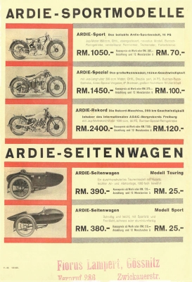 Ardie Programm 1930