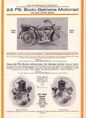 Bodo motorcycle 3 HP brochure 1925