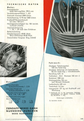 Zündapp 200 S Prospekt 1956