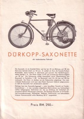 Dürkopp Saxonette brochure ca.1939