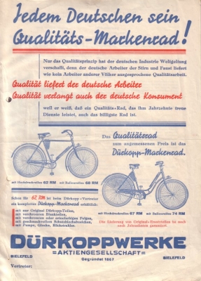 Dürkopp bicycle brochure 1930s