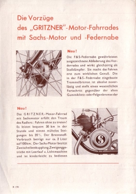 Gritzner Motorfahrrad Prospekt ca. 1931