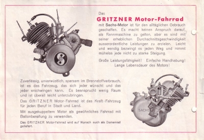 Gritzner Motor-Fahrrad Prospekt 1936