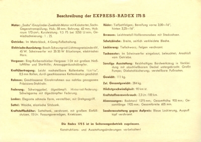 Express Radex 175 S Prospekt 1950er Jahre