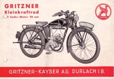 Gritzner motorcycle brochure 1938