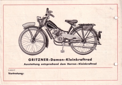 Gritzner Kleinkraftrad Prospekt 1938