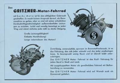 Gritzner Motor-Fahrrad brochure 1939