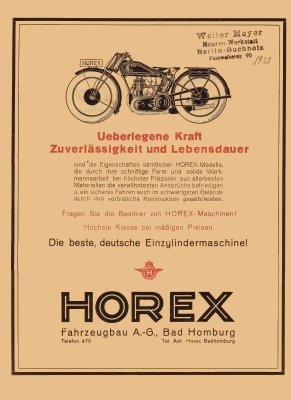 Horex 500 and 600 ccm brochure 1928