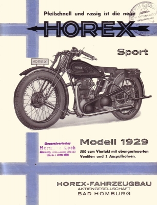 Horex 500 Sport Prospekt 1929