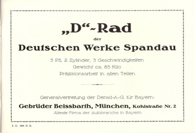 D-Rad Derad M 23 Prospekt 1922