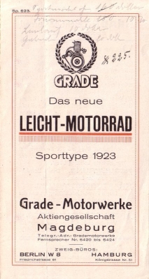 Grade Leichtmotorrad Sporttype Prospekt 1923