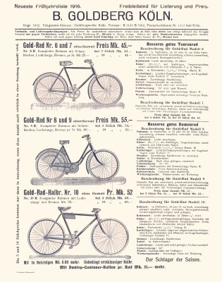 Goldrad bicycle brochure 1916