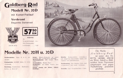 Goldberg-Rad Fahrrad Programm 1939