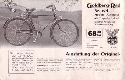 Goldberg-Rad Fahrrad Programm 1939