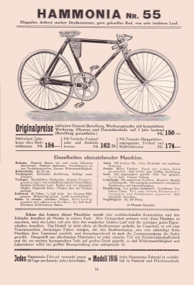 Hammonia Fahrrad Programm 1916