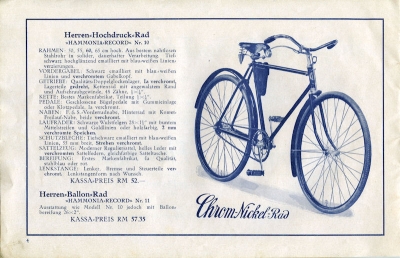 Hammonia Bicycle program 1934