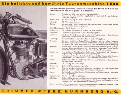 Triumph Programm 1931 Teil 1