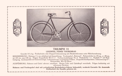 Triumph 25 Jahre Fahrräder Programm 1921