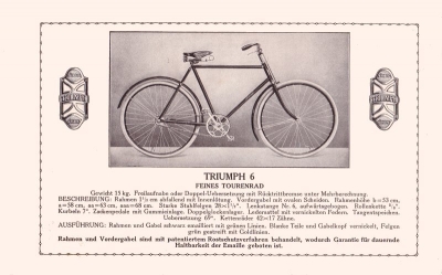 Triumph 25 Jahre Fahrräder Programm 1921