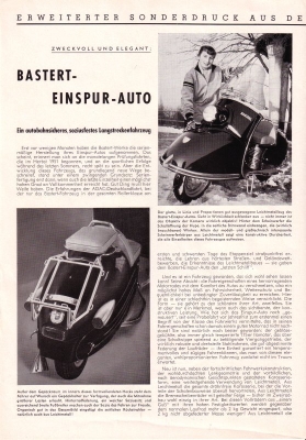 Bastert Einspurauto Prospekt 1952