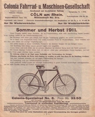 Colonia bicycle program 1911