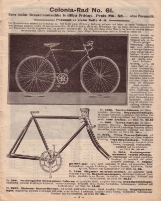 Colonia Fahrrad Programm 1911