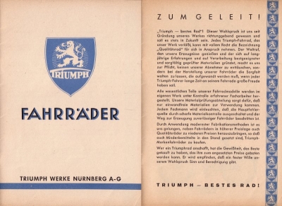 Triumph Fahrrad Programm 1934