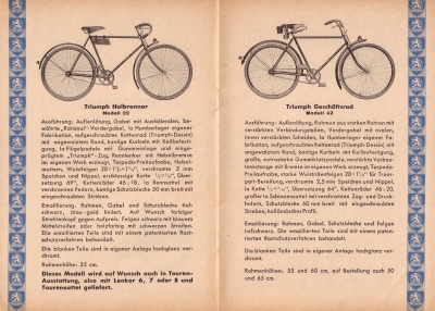 Triumph Fahrrad Programm 1934
