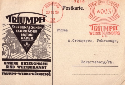 Triumph Ansichtskarten 1930er Jahre