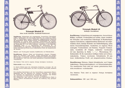 Triumph Fahrrad Programm 1933