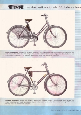 Triumph Fahrrad Programm 1949