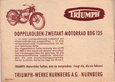 Triumph Reise Prospekt 1951/52