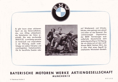 BMW R 25 Prospekt 1951