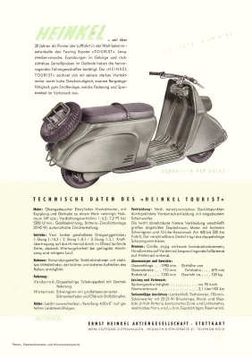 Heinkel Tourist 149 ccm brochure 1953