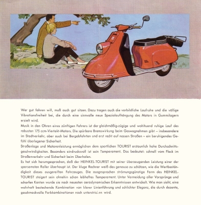 Heinkel Tourist 175 ccm Prospekt 1950er Jahre