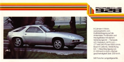 Porsche 928 911SC 911Turbo u. 924 Prospekt 1980er Jahre