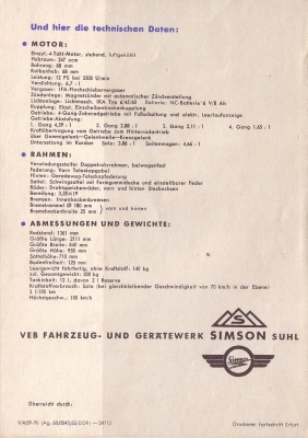 Simson 425 brochure 1955