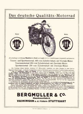 UT 250 ccm motorcycle brochure ca. 1925