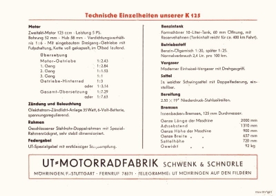 UT K 125 brochure ca. 1949