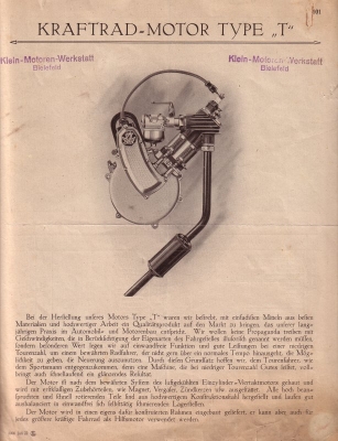 Tika Kraftrad- Motor Type T Prospekt 7.1922