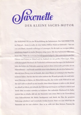 Sachs Saxonette Motor brochure 1939