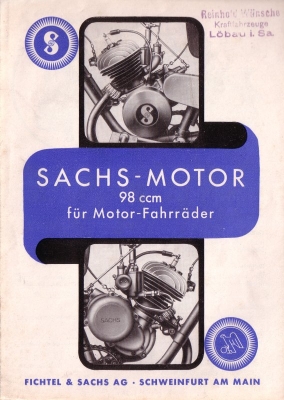 Sachs Motor 98ccm für Motorfahrräder Prospekt 4.1937