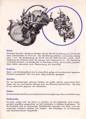 Sachs Motor 98ccm for motorcycle brochure 4.1937