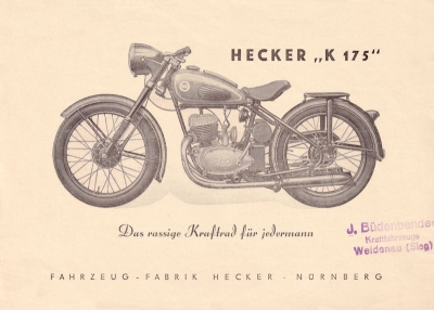 Hecker K 175 Prospekt 1950er Jahre