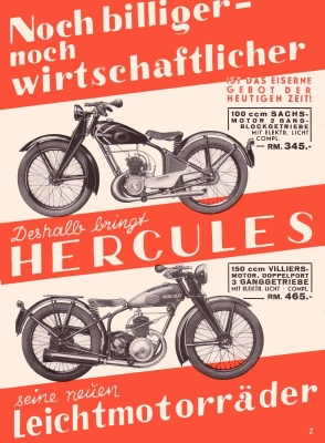 Hercules Leichtmotorräder brochure 1933