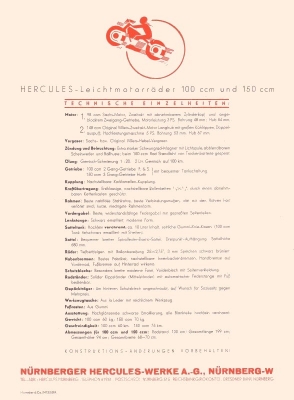 Hercules Leichtmotorräder brochure 1933