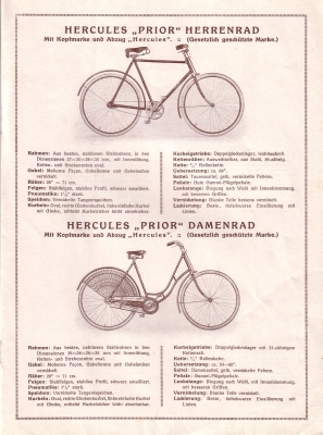 Hercules Fahrrad Programm 1930er Jahre