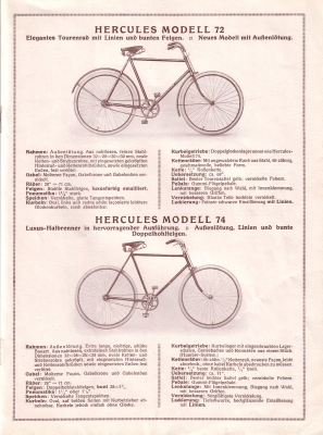 Hercules Fahrrad Programm 1930er Jahre