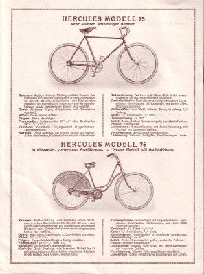 Hercules Fahrrad Programm 1930er Jahre