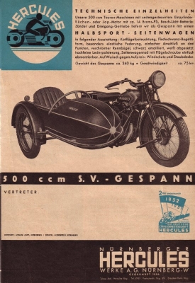 Hercules 500ccm brochure 1933